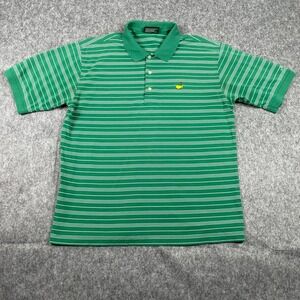 Masters Collection Polo Shirt Mens Large Green Striped Golf Short Sleeve Augusta